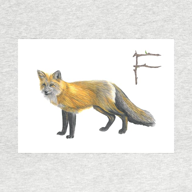 f for fox alphabet illustration by DamiansART